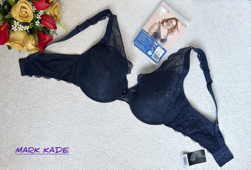 سوتین زنانه اورجینال اسمارا آلمان فنردار با لایه نازک ابری گیپوری سایز 85D – رنگ سورمه ای