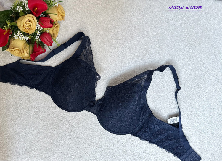 سوتین زنانه اورجینال اسمارا آلمان فنردار با لایه نازک ابری گیپوری سایز 85D – رنگ سورمه ای