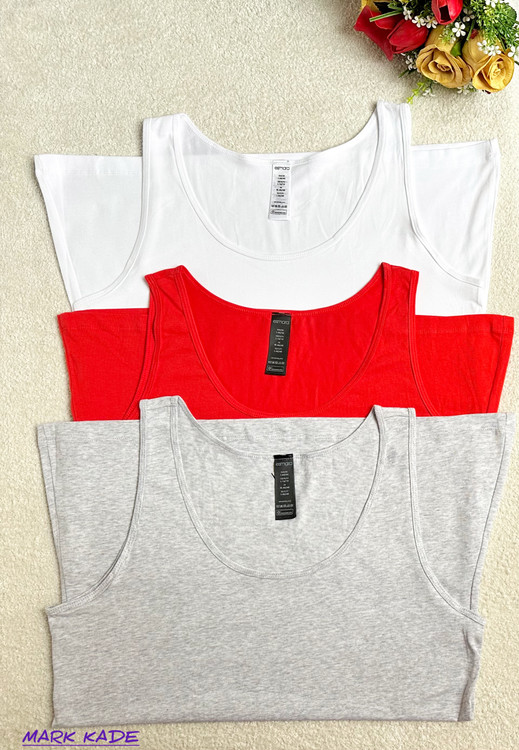 تاپ زنانه اسمارا آلمان بند پهن نخی اورجینال – رنگ طوسی وسفید وقرمز