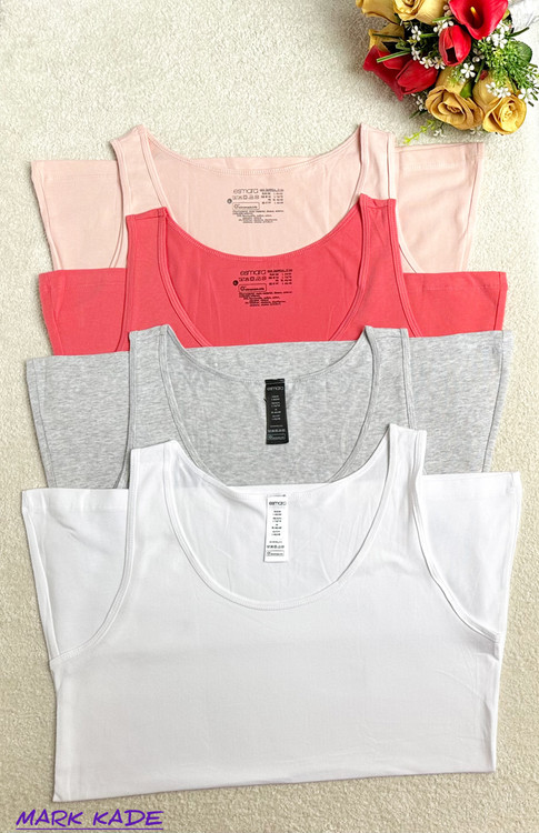 تاپ زنانه اسمارا آلمان بند پهن نخی اورجینال – رنگ سفید طوسی مرجانی صورتی کم رنگ