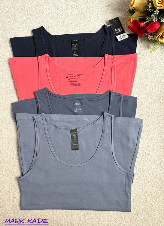 تاپ زنانه اسمارا آلمان بند پهن نخی اورجینال – رنگ آبی نفتی مرجانی سورمه ای