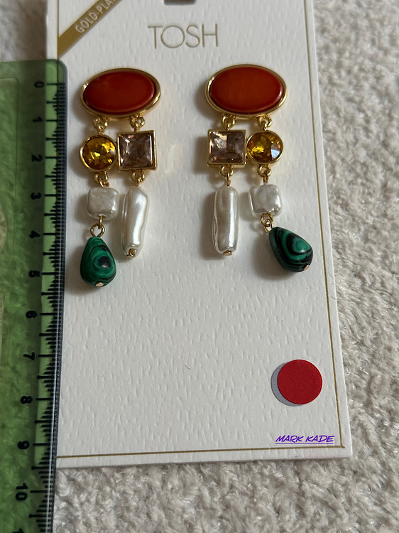 اندازه ی گوشواره زنانه برند TOSH آلمان با روکش آبطلا و سنگ تزئینی زیبا