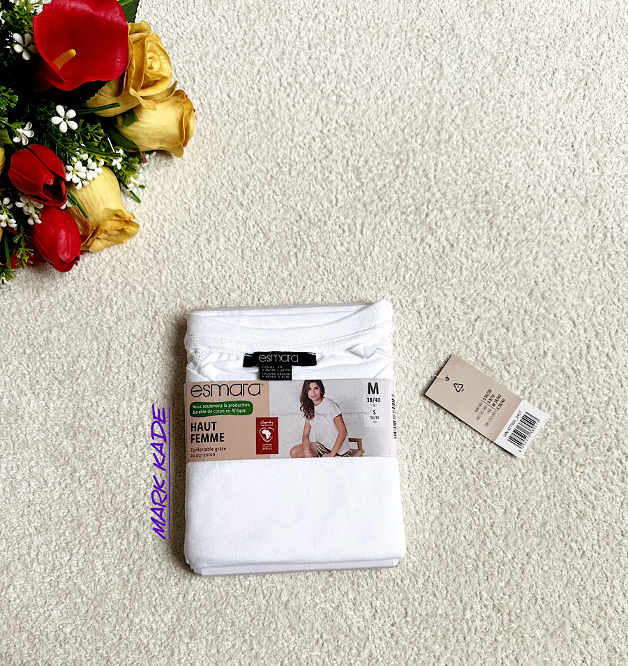 تیشرت سفید نخی زنانه اسمارا آلمان با پارچه سبک و خنک